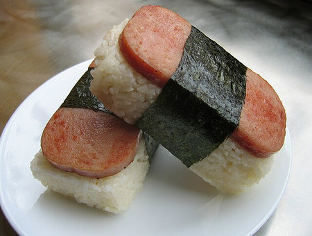 Spam Musubi Rice, seaweed and Spam. (submitted by Mark Pieklo via ukumillion)